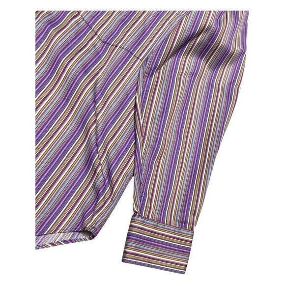 BUGATCHI UOMO Luxury Designer Striped Italian Business Casual Dress Shirt Small - Picture 5 of 6